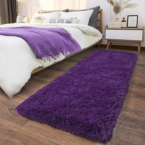 Soft Runner Rugs for Bedroom Hallways, 2x6 Purple Fluffy Shag Non-Slip Area Rug for Living Room