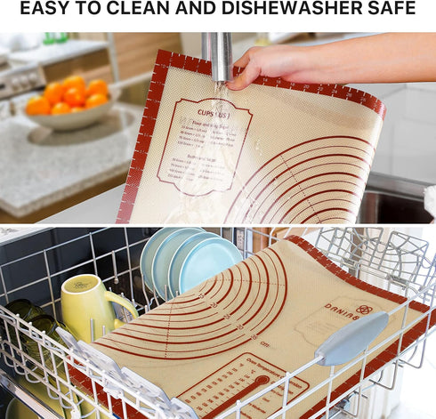 Silicone Baking Mat, 28" x 20" Extra Thick Non Stick Sheet with Measurement, Reusable Food Grade Dough Rolling Mat