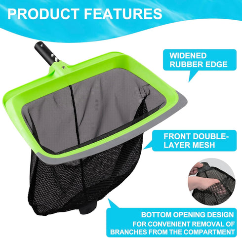 Swimming Skimmer Net,17.5" Sepetrel Deluxe Pool Cleaning Kit Including Rubber Edge Pool Brush Head & Hand Scrub