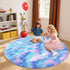 4Ft Blivonta Rainbow Round Rug for Bedroom, Fluffy Circle Area Rugs for Living Room, Shag Fuzzy Carpet for Kids Room