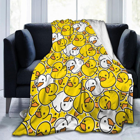 Perinsto Cute Rubber Ducks Throw Blanket Ultra Soft Warm All Season Cartoon Duckies