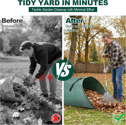 2 Pack 60 Gallon Large Leaf Collector, Dustpan-Style Lawn and Leaf Bags, Collapsible Yard Waste Bags Easy Storage