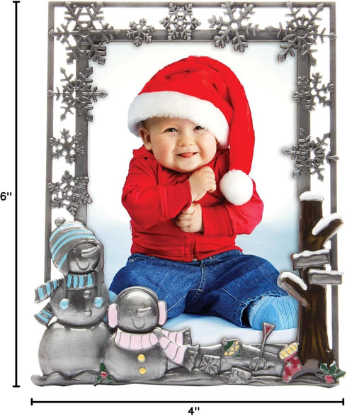Neil Enterprises Inc. Pewter Winter Snowman Christmas Picture Frame