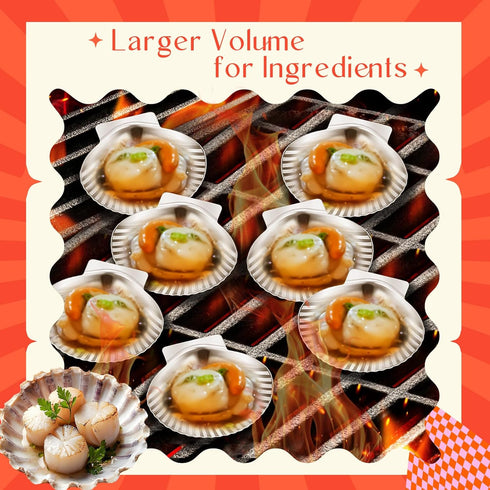 50 3.2 Inch Baderke Pcs Grillable Shells Stainless Steel Reusable All Purpose Grillable Large Scallop Shells Grilling