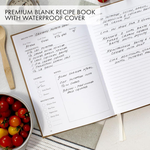 ZICOTO Aesthetic Blank Recipe Book with Waterproof Cover - The Perfect Recipe Notebook To Write In Your Own Recipes - Simplified Blank Cookbook to Organize Your Recipes by ZICOTO