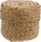 Housoutil Small Handwoven Seagrass Woven Basket with Lid, Natural Storage Box for Flower Pot, Garbage Can, Desktop
