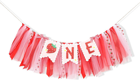 BEADED 1st 1st Strawberry One High Chair Banner - Strawberry Party Decoration,Berry First High Chair Garland,Highchair