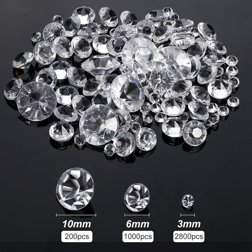 Hicarer 4000 Pieces Diamonds Crystals Acrylic Gems for Wedding Table Scattering, Christmas Party Decorations