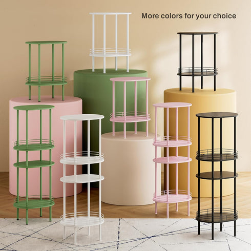 Storage,2-Tier (1PC,Pink) Small Modern Oval Side Table with Side Tables Living Room,Sturdy Nightstand for Small Space