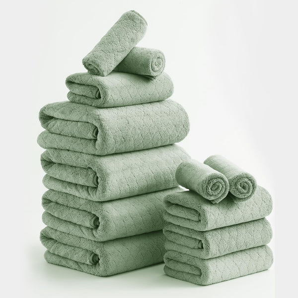 Luxury Bath Towels Set - 12 Piece (4 Large Bath Towels,4 Hand