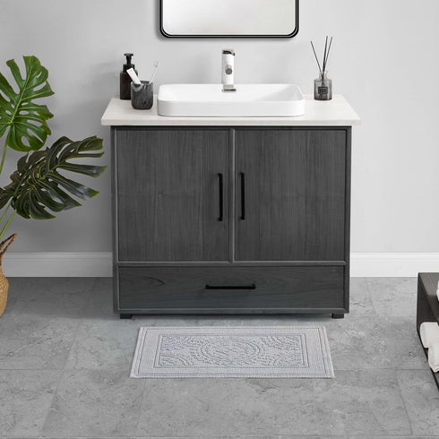 Jean Pierre New York Cotton StoneWash Medallion Bath Rug, 17x24 in., Gray