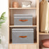 Fabric Storage Bins with Lids, Linen Foldable Storage Boxes, Closet Storage Organizer Containers with Handles, Grey,