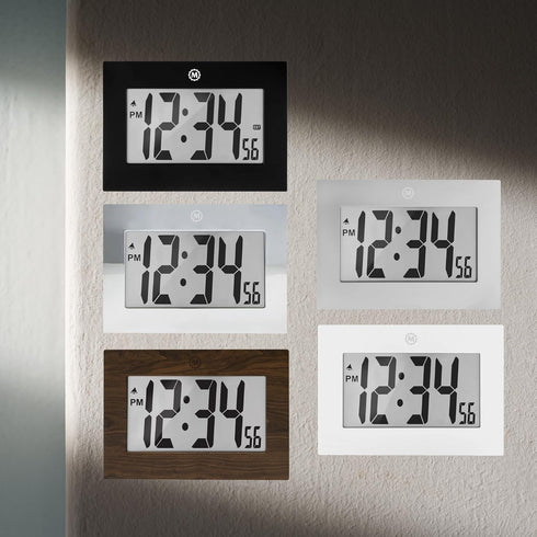 MARATHON Large Digital Wall Clock - 8” Display, Black - Easy to Read