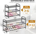 Hleelomi 3-Tier Closet,Living Expandable Shoe Rack,Adjustable Shoe Shelf Storage Organizer Heavy Duty Metal Free