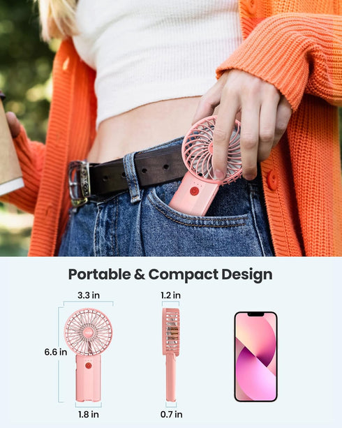 Mini Portable Folding Handheld Fans, USB Rechargeable Personal Fan, 4-speed 3-in-1 Silent Fan for Summer Travel, Kids