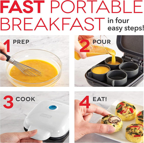 DASH Deluxe Egg Bite Maker with Silicone Molds, Keto & Paleo Friendly, (1 large, 4 mini) - Black for Breakfast