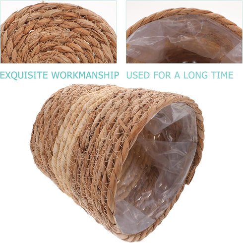 Zerodeko Flower Girl Basket, Woven Seagrass Belly Basket, Rustic Plant Pot for Home Decor, 18cm