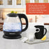 Elite Gourmet EKT1001 Electric 1.0L BPA-Free Glass Kettle, 1100W with Stylish Blue LED, Auto Shut-Off, Black