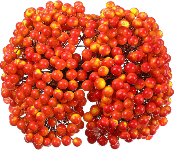 BBTO Artificial Holly Berries on Wire Stems, 250 Stems with 500 Pieces