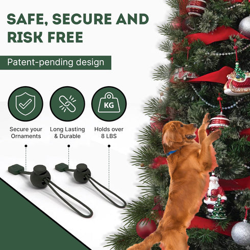 ORNAMENT ANCHOR Heavy Duty Christmas Tree Ornament Hooks for Small & Large Ornaments - Green, 24 Count - No-Slip Xmas
