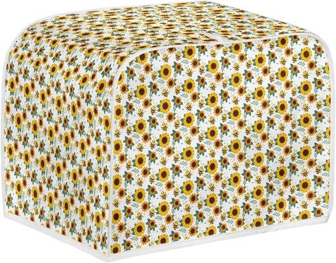 Sunflower Bee 2 Slice Toaster Cover Kitchen Small Appliance Covers Fingerprint and Greasy Protector Machine Washable Polyester Toaster Dust Cover with Home Kitchen Decor
