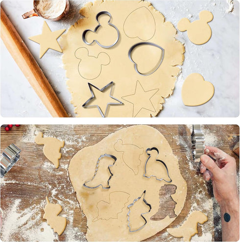 Stainless Steel Cookie Cutters, Pastry Cutter, Dough Cutter & Biscuit Cutter Set For Baking (10 Pcs/Set), Mickey Unicorn Dinosaur Heart Star Cookie Cutters for Kids Birthday Party by MINO ANT