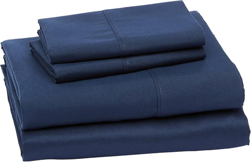 4 Set 14-Inch Amazon Basics Lightweight Super Soft Easy Care Breathable Microfiber Piece Bed Sheets with Deep Pockets