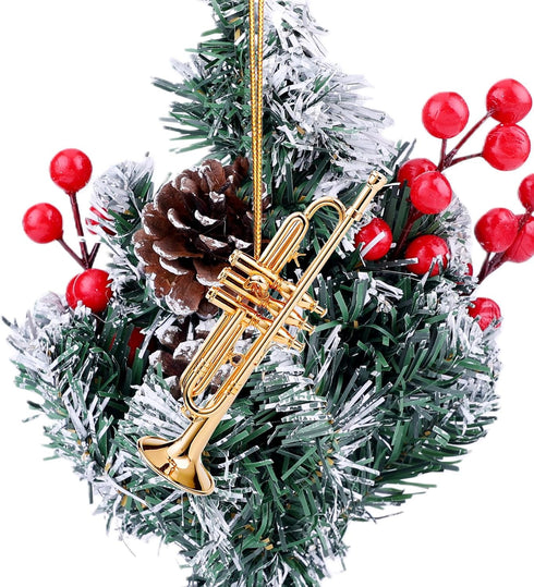 LQDSHGLK 4.72" (4.72" Brass String Miniature Trumpet Hanging Ornament Mini Musical Instrument Trumpet Replica Christmas
