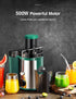 QCen Juicer Machine - 500W Centrifugal Juicer Extractor with 3” Wide Mouth Feed Chute for Easy Cleaning, Stainless