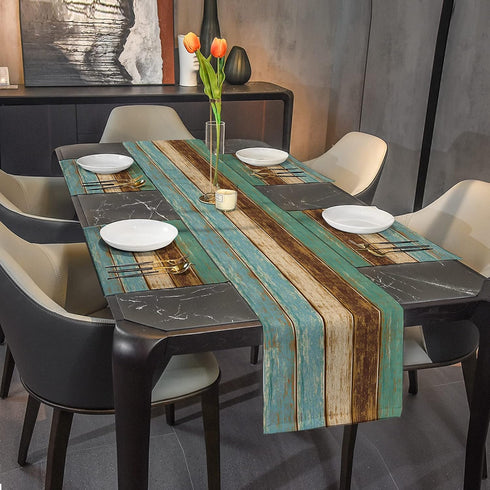Set 6, Farmhouse Table Runners of Wood Grain Spring Table Runner White Table Runner Kitchen Tablecloth Heat Resistant