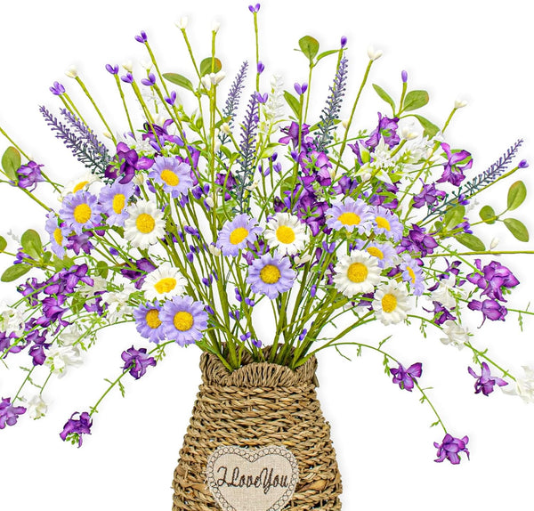 LLZLL Spring Decorations for Home 12 Pack Purple Spring Flowers 17 Inch