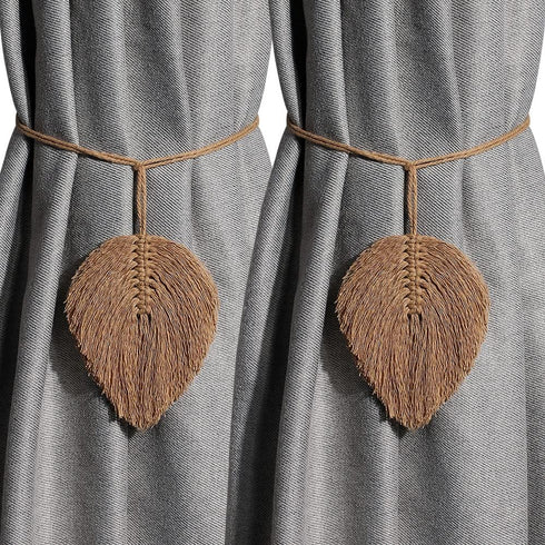 2Pack Curtain Tiebacks, Handmade Holdbacks - Farmhouse Curtain Tie Back Holder by Hand-Woven Cotton Rope, Bohemian Home