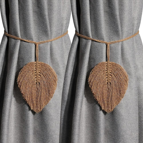 2Pack Curtain Tiebacks, Handmade Holdbacks - Farmhouse Curtain Tie Back Holder by Hand-Woven Cotton Rope, Bohemian Home