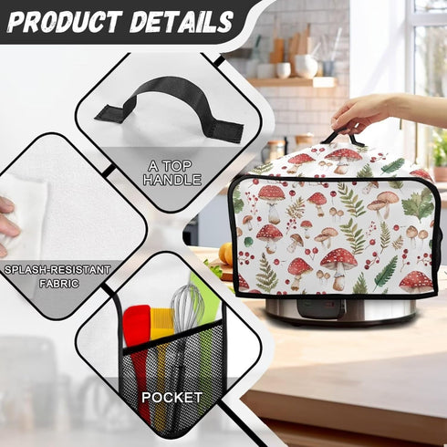 Mushroom Crock Pots Cover, Resistant Oval Slow Cooker Cover with Top Handle, Kitchen Appliance Cover