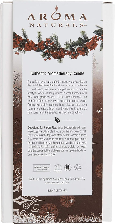 Aroma Naturals Holiday Orange, Clove and Cinnamon Essential Oil Scented Pillar Candle, 2.75 inch x 5 inch