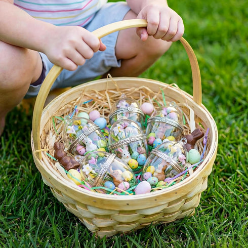 Gemscream 6 4 Inch Pcs Hinged Glass Clear Easter Box Ornament Egg Fillable Ornament That Open Orb Clear Glass Ball