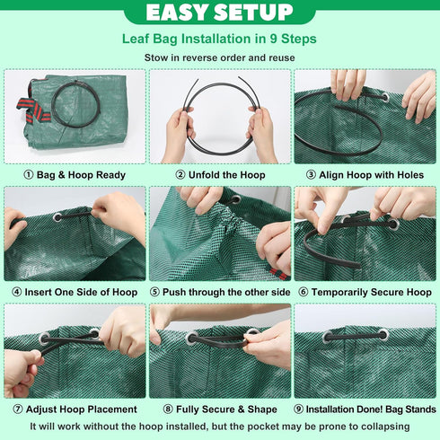 Yujelinn 72 32 & Gallon Reusable Yard Waste & Lawn and Leaf Bags with Handles - Tear Resistant Garden Trash Bags
