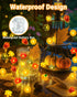 16.4FT 50 3D btfarm Fall Decor LED Pumpkin Maple Leaf Acorn Fairy String Lights Battery Operated with Remote Timer