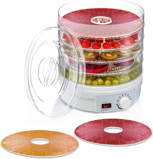 ZOOFOX 6 Pack Round Plastic Fruit Roll Sheets, Reusable Dehydrator Mats with Edges for Fruit Leather, Meat, BPA-Free