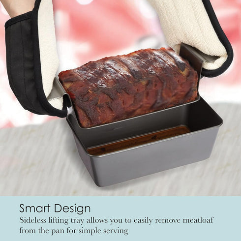 Chicago Metallic 2-Piece Healthy Meatloaf Pan, Professional Grade Non-Stick Carbon Steel, 12.2 inch