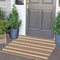 Front Outdoor Door Mat, 2'x3', Tan Black Striped, Machine Washable Cotton Layered Entryway Throw Rug