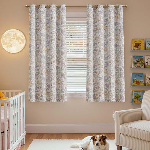 jinchan 95% 63 Inch Grommet Set 2 Nursery Curtains Blackout Purple Floral Curtains for Girls Room, Length Farmhouse