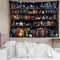HVEST Magic Bookshelf Tapestry Vintage Bookshelf Witchy Books Plant Skull Gothic Halloween