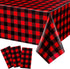 Breling Christmas Buffalo Plaid Table Cover, Red and Black Lumberjack Checkered Tablecloth, Disposable Tablecloth for