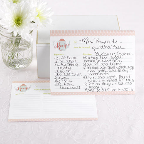 Recipe Cards, 6.25 x 4.675-Inch, Tea Time