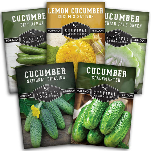 Survival Garden Seeds Cucumber Collection - Mix of Armenian, Beit Alpha, Lemon,