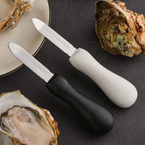 Oyster Shucking Knife, 2.75" New Haven Style Clam Knife with Non-Slip Poly Handle, Seafood Opener Tools (Black)