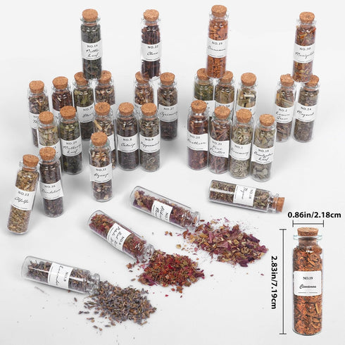 HOOMUU 45 Witchcraft Supplies Herbs - Bottles Dried Herbs Kit for Beginners - Altar Supplies Healing Herbal Natural