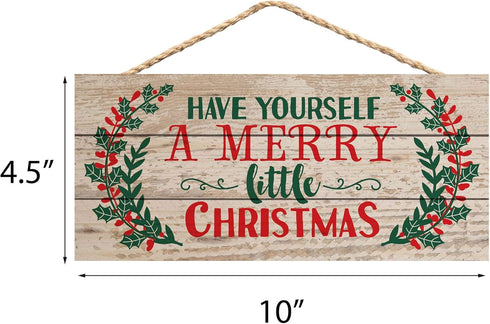 Have Yourself a Merry Little Christmas Hanging Sign, 5 x 10 Wood Plank Design