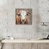 Cattle Framed Wall Art Decor, Rustic Farmhouse Cow Animal Painting with Wildflowers Artwork for House